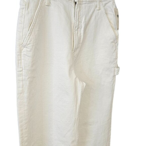 MOTHER The Stud Finder Sneak High-Rise Wide-Leg Jeans, Carpenter, White, 25, NWT - Picture 11 of 14